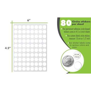 Royal Green Color Coding Round Dot Stickers 1/2 inch Labels in 18 Assorted Colors (0.5) 13mm - 1440 ...