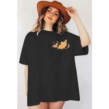 ASTANFY Magic Tshirts Animal Shirts: Women Friends Shirt Oversized Graphic Tees Casual Short Sleeve Tops Summer Black