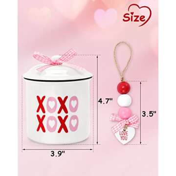 Nefelibata Valentine's Day Tiered Tray Decor Xoxo Ceramic Canister Bowl February 14th Candy Holder w...