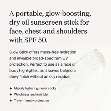 Supergoop! Glow Stick, 1.23 oz - SPF 50 PA++++ Dry Oil Sunscreen Stick for Face & Body - Brightens & Hydrates for a Healthy Glow - Mess-Free, Travel-Friendly SPF