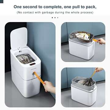 JOYBOS Bathroom Trash Cans,3.5 Gallon Automatic Small Bathroom Garbage Can, Slim Motion Sensor Plastic Narrow Trash Bin for Bedroom,Office,RV White