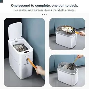 JOYBOS Bathroom Trash Cans,3.5 Gallon Automatic Small Bathroom Garbage Can, Slim Motion Sensor Plastic Narrow Trash Bin for Bedroom,Office,RV White