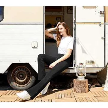 IUGA Women's Bootcut Yoga Pants with Pockets for High Waist, 4 Pockets, Black, S