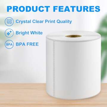 MaxGear 4" x 6" Direct Thermal Labels, 4000 Pcs/16 Rolls, Perforated White Mailing Shipping Package ...