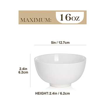 MALACASA 16 Ounce Porcelain Bowls Set of 8 for Serving
