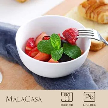 MALACASA 16 Ounce Porcelain Bowls Set of 8 for Serving