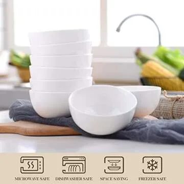 MALACASA 16 Ounce Porcelain Bowls Set of 8 for Serving