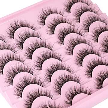 Newcally Natural Look Lashes Mink 3D Fluffy Wispy False Eyelashes Short Light Volume Fake Eye Lashes...