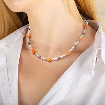 6 PCS Y2K Beaded Necklaces for Women Cute Boho Pearl Summer Beach Handmade Choker Necklace Set Aesthetic Preppy Fashion Jewelry Gift for Women