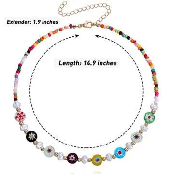 6 PCS Y2K Beaded Necklaces for Women Cute Boho Pearl Summer Beach Handmade Choker Necklace Set Aesthetic Preppy Fashion Jewelry Gift for Women