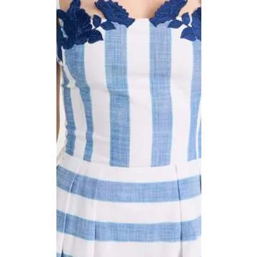 FANM MON Women's Lorr Striped Dress, Blue Stripes, L
