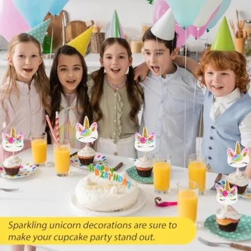 Coopache 48 Pieces Rainbow Unicorn Cupcake Toppers, Cupcake Picks Cake Decorations, Double Sided Unicorn Cake Topper Set Birthday Baby Shower Party Supplies