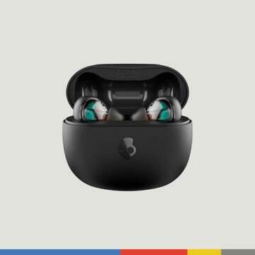 Skullcandy Rail In-Ear Wireless Earbuds, 42 Hr Battery, Skull-iQ, Alexa Enabled, Microphone, Works with iPhone Android and Bluetooth Devices - Black