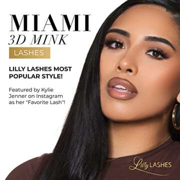 Lilly Lashes Miami 3D Mink Lashes - False Eyelashes Natural Look - Mink Eyelashes for Wispy Lashes N...