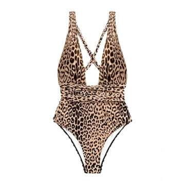 Lilosy Sexy Lace Up Plunge Neck One Piece Monokini