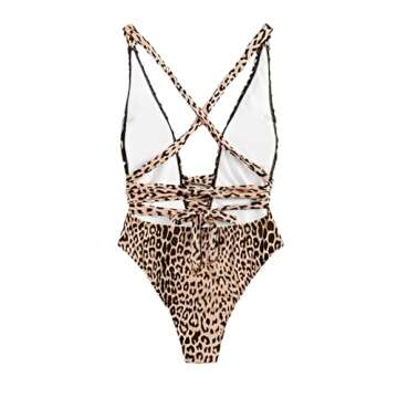 Lilosy Sexy Lace Up Plunge Neck One Piece Monokini