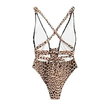 Lilosy Sexy Lace Up Plunge Neck One Piece Monokini