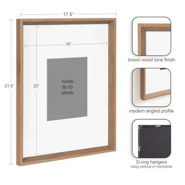 Kate and Laurel Calter Modern Wall Picture Frame Set of 3, 16x20 matted to 8x10, Brown, Modern Three...