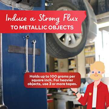 XFasten Strong Magnetic Tape for Whiteboard, 2-Inch X 10-Foot Magnetic Tape Strips with Adhesive Backing, Magnetic Tape Heavy Duty for Walls, DIY, Office, Flexible Magnetic Tape Roll for Classroom