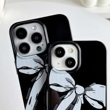 FLIRACON White Bow Black Phone Case Compatible with iPhone Case (Black,for iPhone 12 Pro Max)