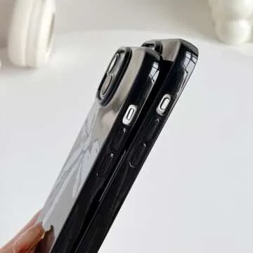 FLIRACON White Bow Black Phone Case Compatible with iPhone Case (Black,for iPhone 12 Pro Max)