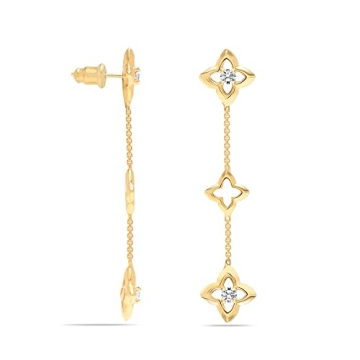 LeCalla Sterling Silver Gold-Plated Zirconia Earrings for Women