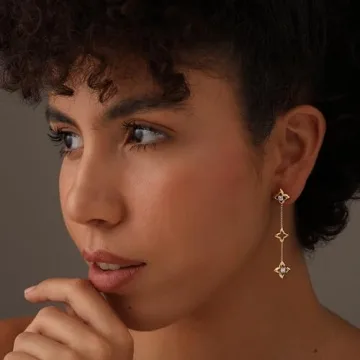 LeCalla Sterling Silver Gold-Plated Zirconia Earrings for Women