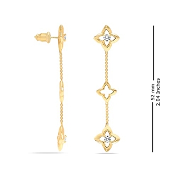 LeCalla Sterling Silver Gold-Plated Zirconia Earrings for Women