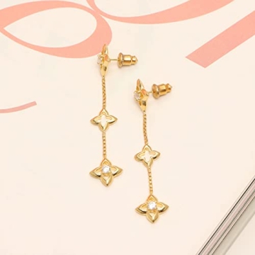 LeCalla Sterling Silver Gold-Plated Zirconia Earrings for Women