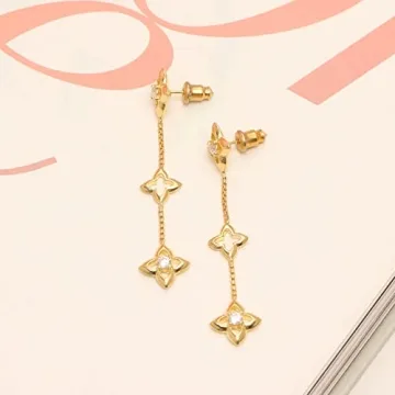 LeCalla Sterling Silver Gold-Plated Zirconia Earrings for Women