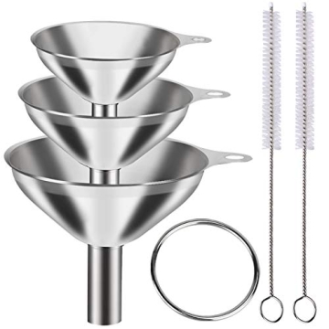 Metal Stainless Steel Funnel, Large Medium Small Funnel Set of 3, Food Grade Mini Funnels for Kitche...