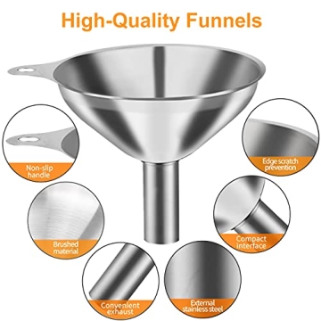 Metal Stainless Steel Funnel Set of 3 for Kitchen Use