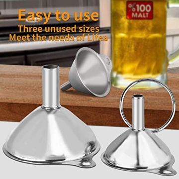 Metal Stainless Steel Funnel Set of 3 for Kitchen Use