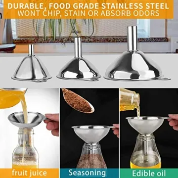 Metal Stainless Steel Funnel Set of 3 for Kitchen Use