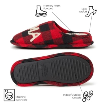 Cozy Mom Bear Slippers - Buffalo Plaid Style, 9-10