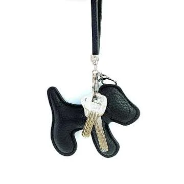 VersaKits Dog Keychains Leather Craft Soft and Adorable Puppy Bag Charm Accessory for Backpack Purse Strap(Rikyu White Tea Brown)