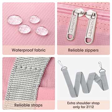 Narwey For Spirit Airlines Foldable Travel Duffel Bag Tote Carry on Luggage Sport Duffle Weekender Overnight for Women and Girls (3112 Pink ( with Shoulder Strap))