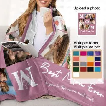 Personalized Photo Blanket Gifts for Mom and Grandma
