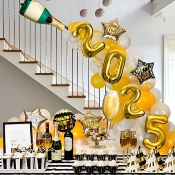 New Years Eve Party Supplies 2024, 10 Pcs Foil Balloon New Years Decorations Set
