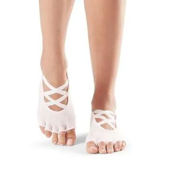 toesox Elle Half Toe Multi Pack – Grip Non-Slip Toe Socks for Pilates Barre Yoga, Small, Pink & Nude - 2 Pack