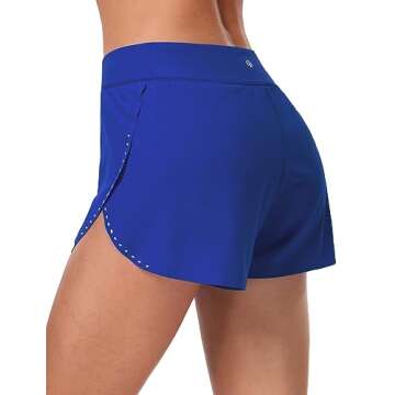 HeyNuts My Pace Women's Running Shorts - Mid Waisted Reflective 3" Sapphire Blue XS