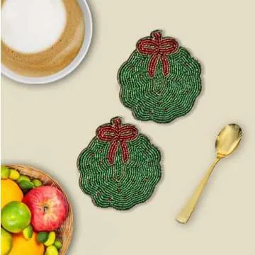 Terraacraft Indian Handmade Fully Glass 4" Beaded Coasters - Unique Home Decor