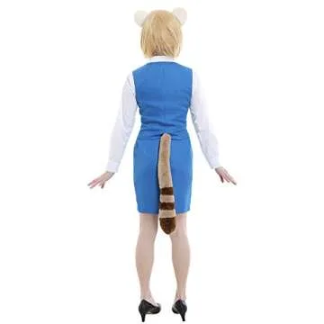 Coskidz Women's Red Panda Retsuko Cosplay Costume Office Lady Suit Uniform with Tail and Ears (Blue, Small)