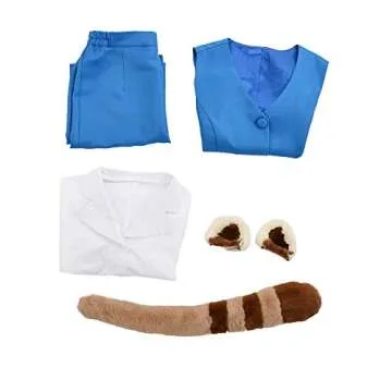 Coskidz Women's Red Panda Retsuko Cosplay Costume Office Lady Suit Uniform with Tail and Ears (Blue, Small)