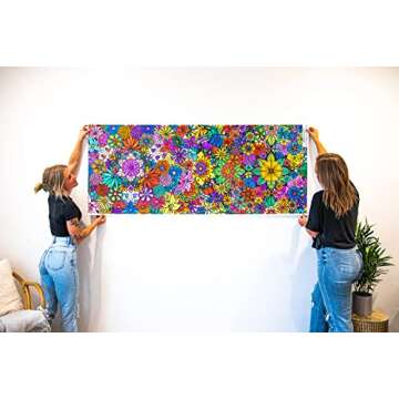 Tiny Expressions - Giant Flower Mandala Coloring Poster - Rolled, No Creases 72" x 30" Large Coloring Banner for Children, Teens or Adults - Fun Group or Family Activities for Spring Season