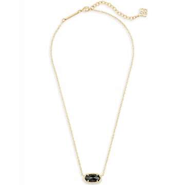 Kendra Scott Elisa Pendant Necklace for Women, Fashion Jewelry, 14k Gold-Plated, Black
