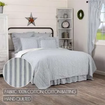 VHC Brands Sawyer Mill Ticking Stripe Coverlet for Home