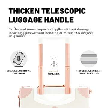 COTRUNKAGE Women's Vintage Luggage Set 3 Pieces TSA Lock Retro Suitcase with Spinner Wheels, Cream White