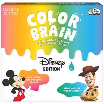 Disney, Color Brain Board Game for Families Mickey Mouse Minnie Mouse Princess Tiana Strategy Party Card Gift Toy, for Adults and Kids Ages 12 and up