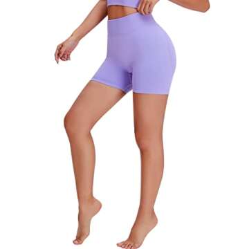 Unthewe Workout Butt Lifting Shorts for Women High Waisted Seamless Gym Yoga Booty Shorts(U429-Booty Purple-L)